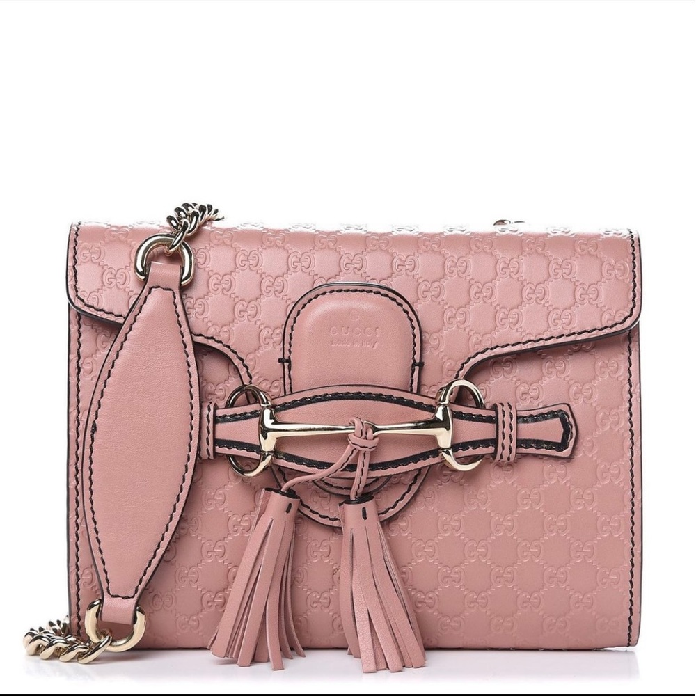 NEW! Gucci Emily Dusty Rose Pink Microguccissima